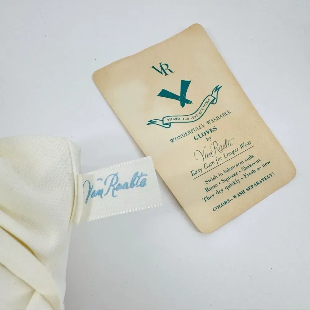 Van Raalte Vintage Wrist Length Gloves White Size 6.5‎ Dead-stock NWT